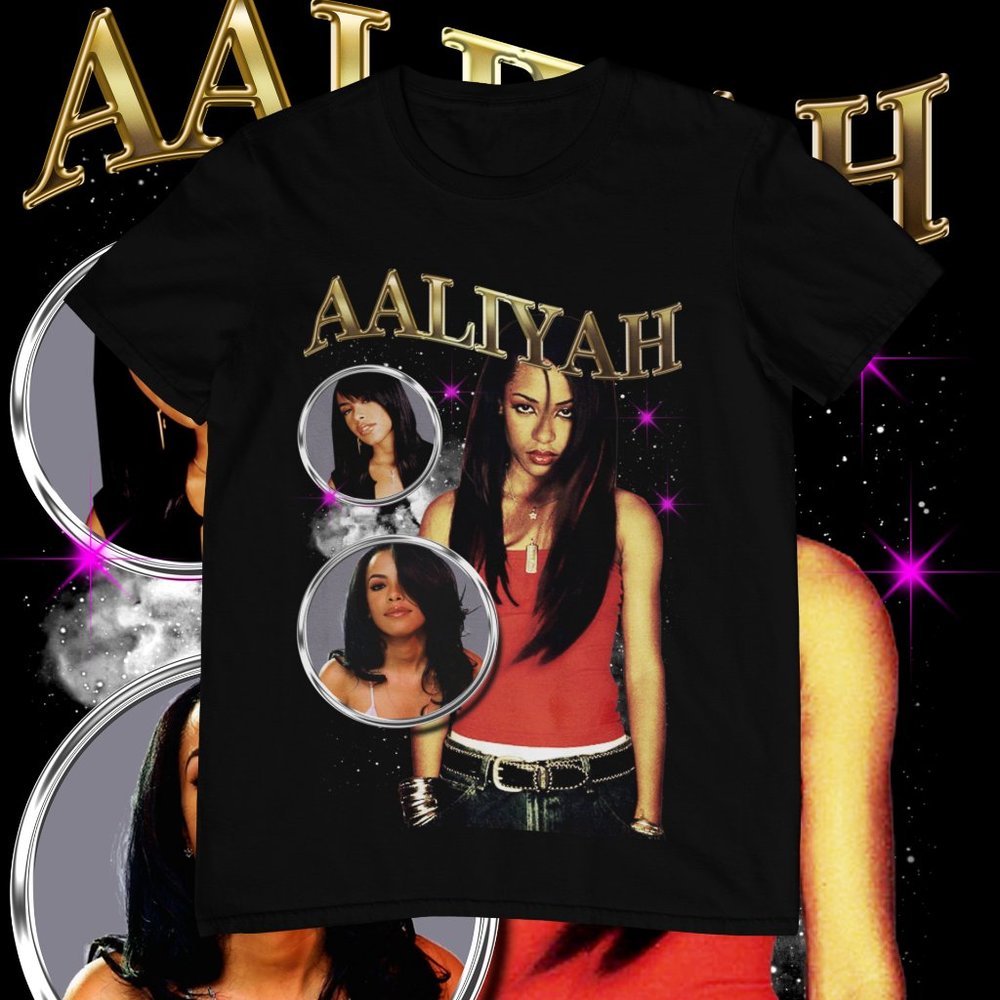 Aaliyah | Retro | Graphic T-shirt | Custom Made | Bootleg | Cotton Tee | Black